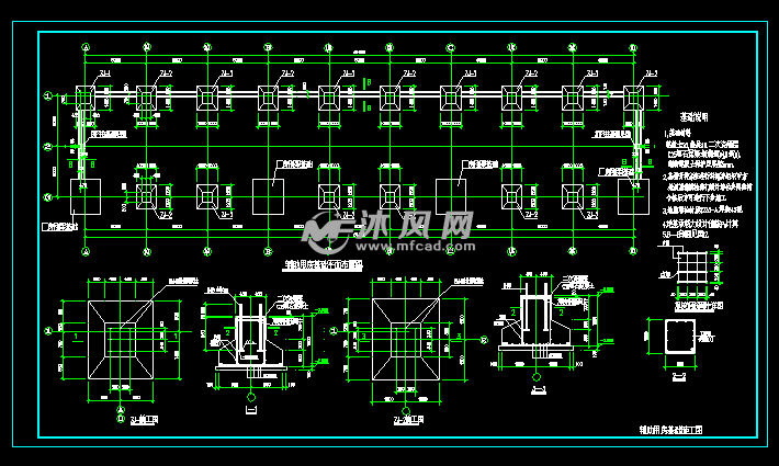 3跨54米某地起重机械厂带吊车钢结构厂房结构cad图纸