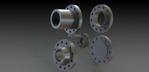 各种规格的法兰3D模型缩略图