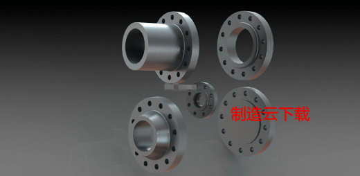 各种规格的法兰3D模型缩略图