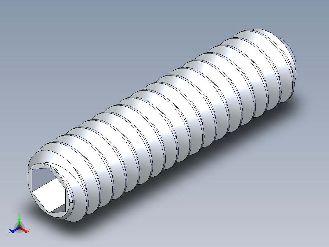 UNC 平头紧定螺钉-UNC SET SCREW 10-24 x0.750.STEP主视图