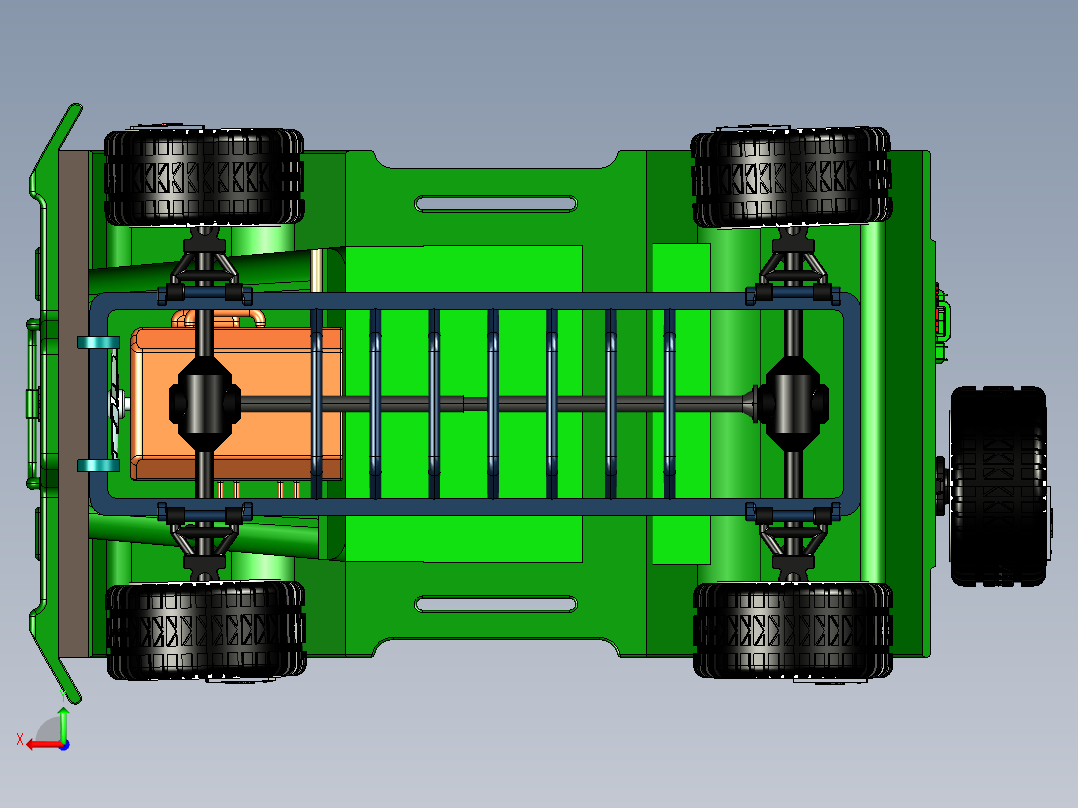 玩具越野车小模型3D图纸 STP后视图