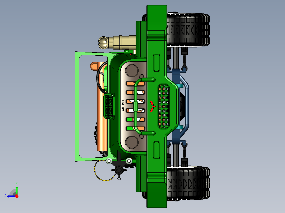 玩具越野车小模型3D图纸 STP右视图