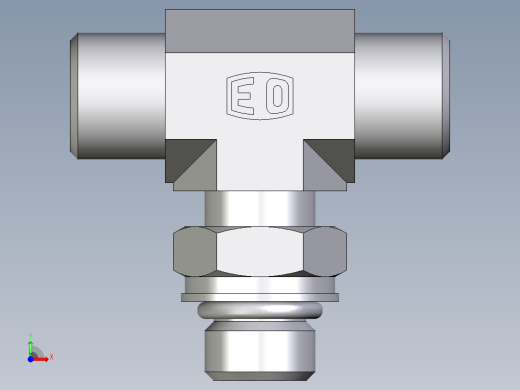 卡套式工业通用硬管接头EO_Adjustable_locknut_branch_tee_TEE08SMOROMDCF前视缩略图
