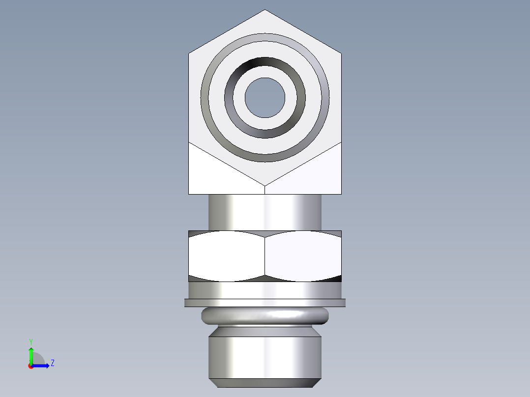 卡套式工业通用硬管接头EO_Adjustable_locknut_branch_tee_TEE08SMOROMDCF左视图