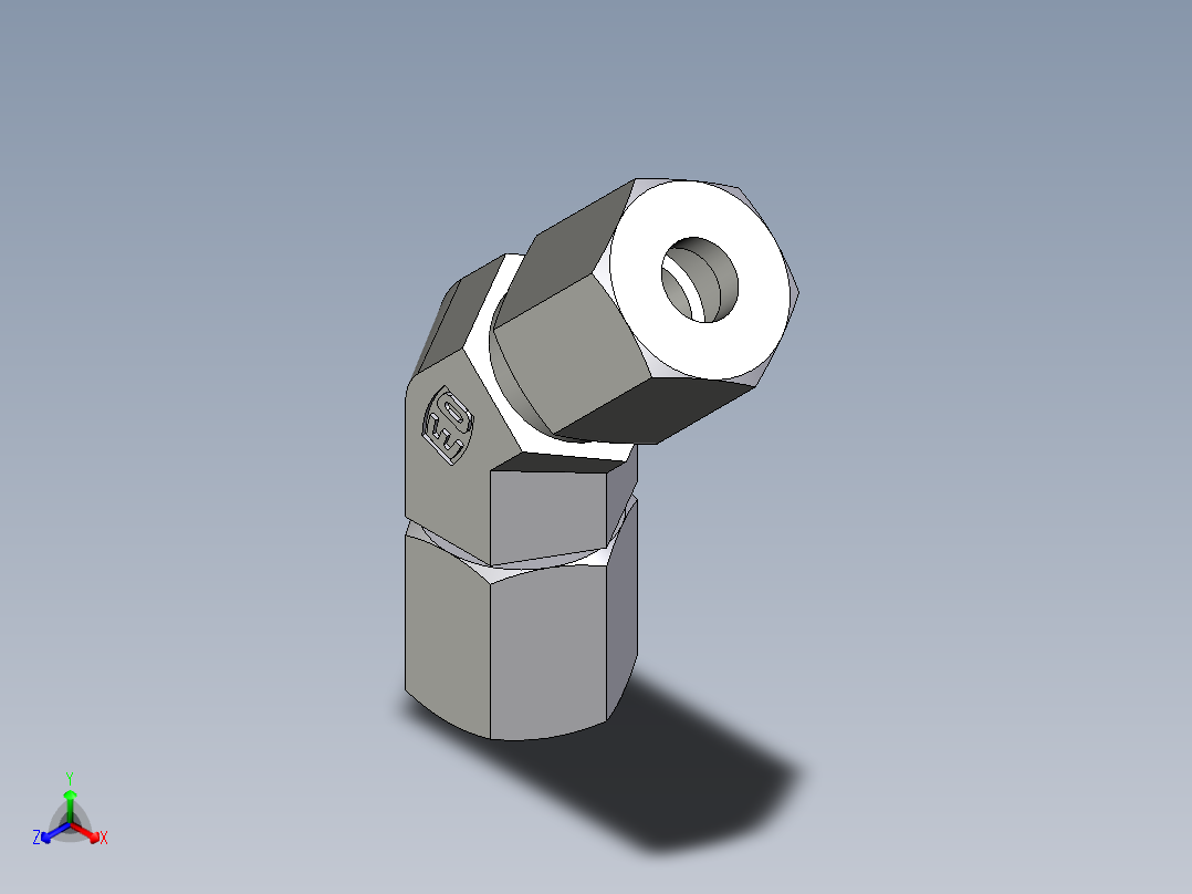 卡套式工业通用硬管接头EO_Swivel_nut_45_deg_elbow_EV06ZLCF主视图
