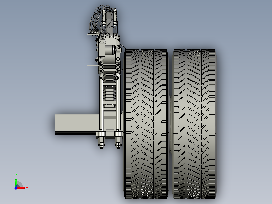 卡车双联轴悬架前视图