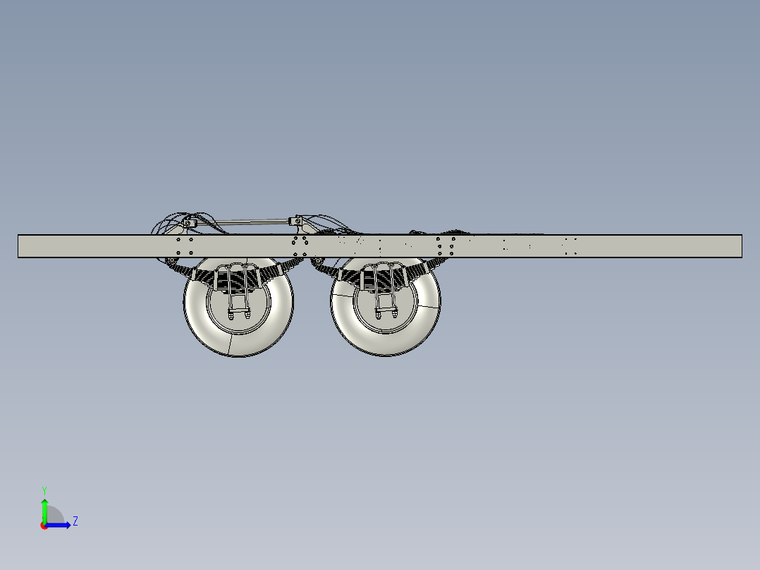 卡车双联轴悬架左视图