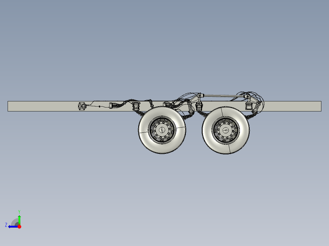 卡车双联轴悬架右视图