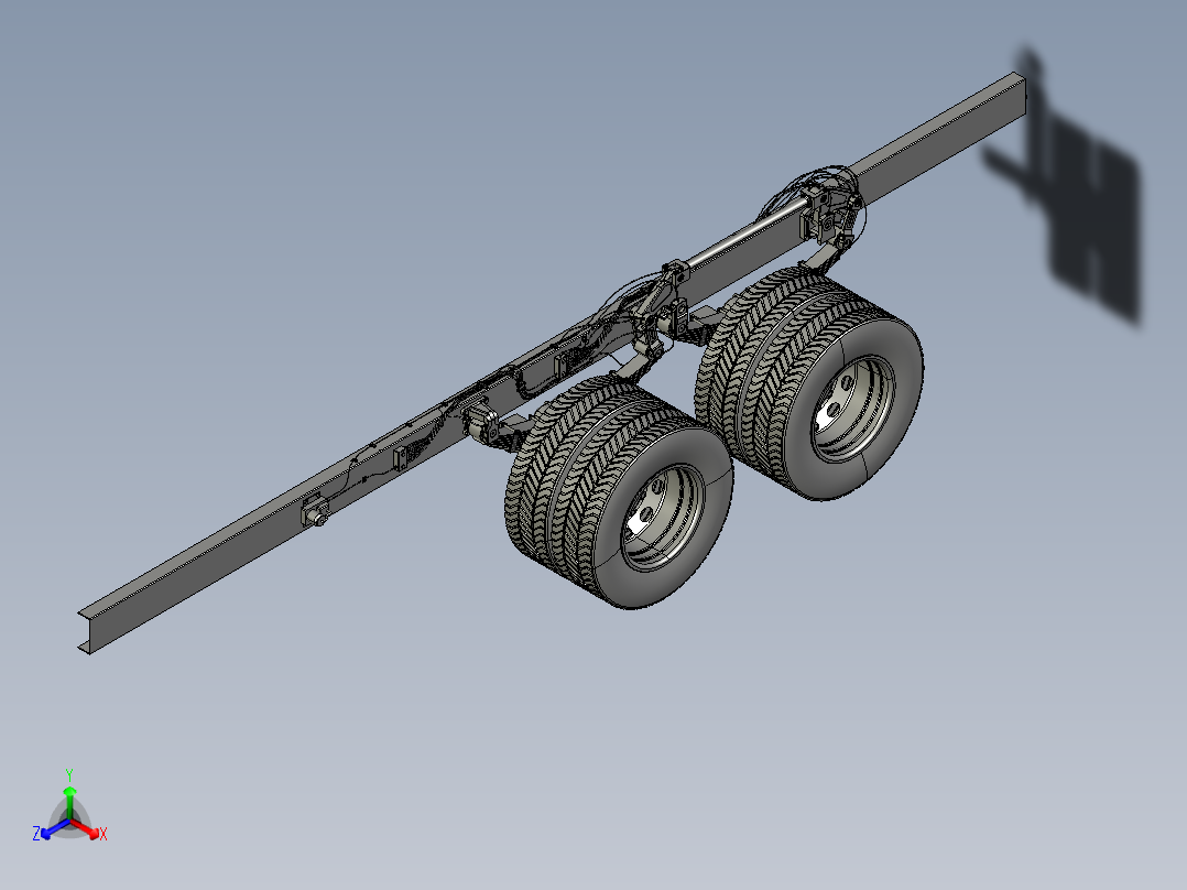 卡车双联轴悬架正等轴测图
