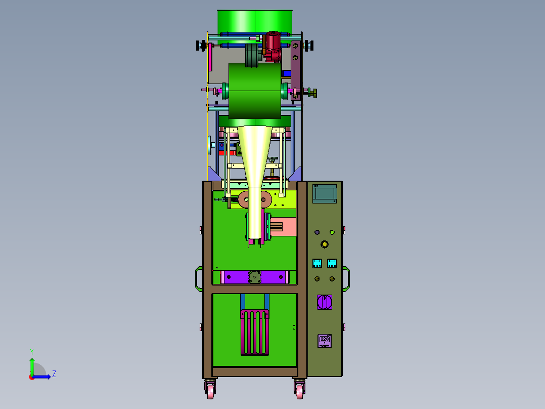粉末粉剂长条形背封立式打包机左视图