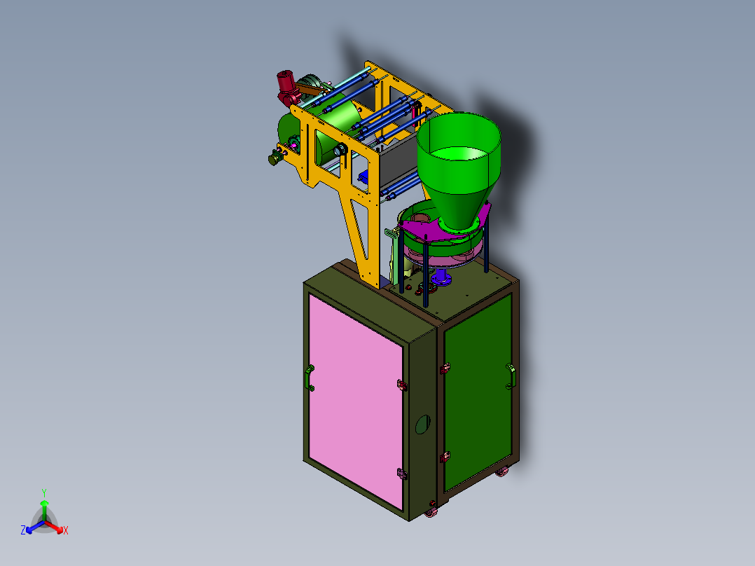 粉末粉剂长条形背封立式打包机正等轴测图