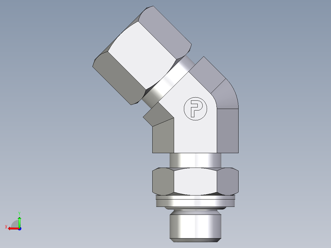卡套式工业通用硬管接头EO_Adjustable_locknut_45_deg_elbow_VEE10ZLRCF后视图