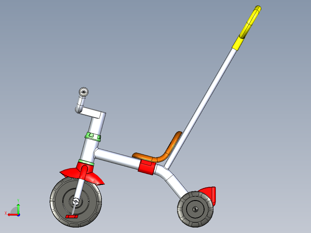 推三轮车--igs stp stl后视图