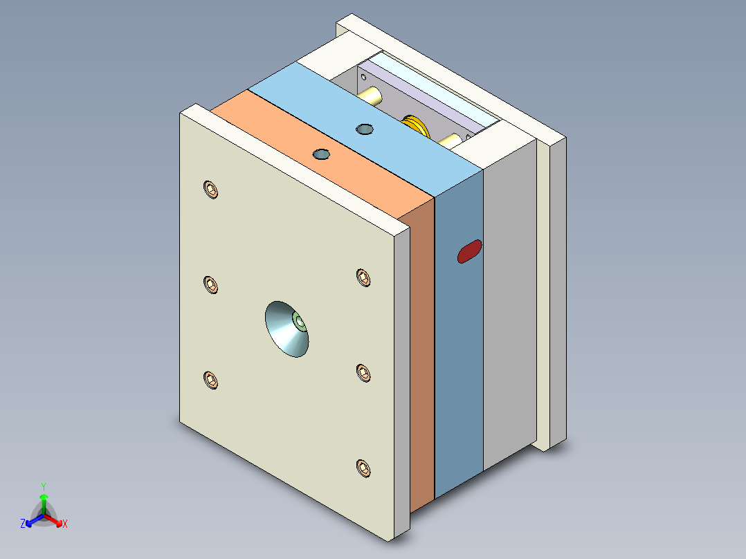 电源盒上下盖（两板模+镶件）正等轴测图