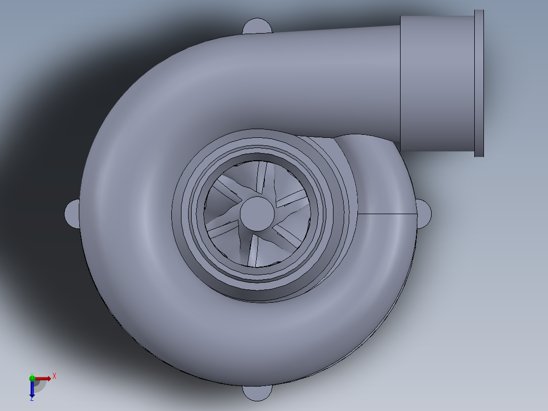 A2004936-GT1749S 涡轮增压器的压缩机俯视图