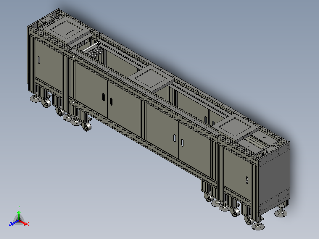 电子厂组装生产输送托盘单倍速链输送线双皮带装备线主视图