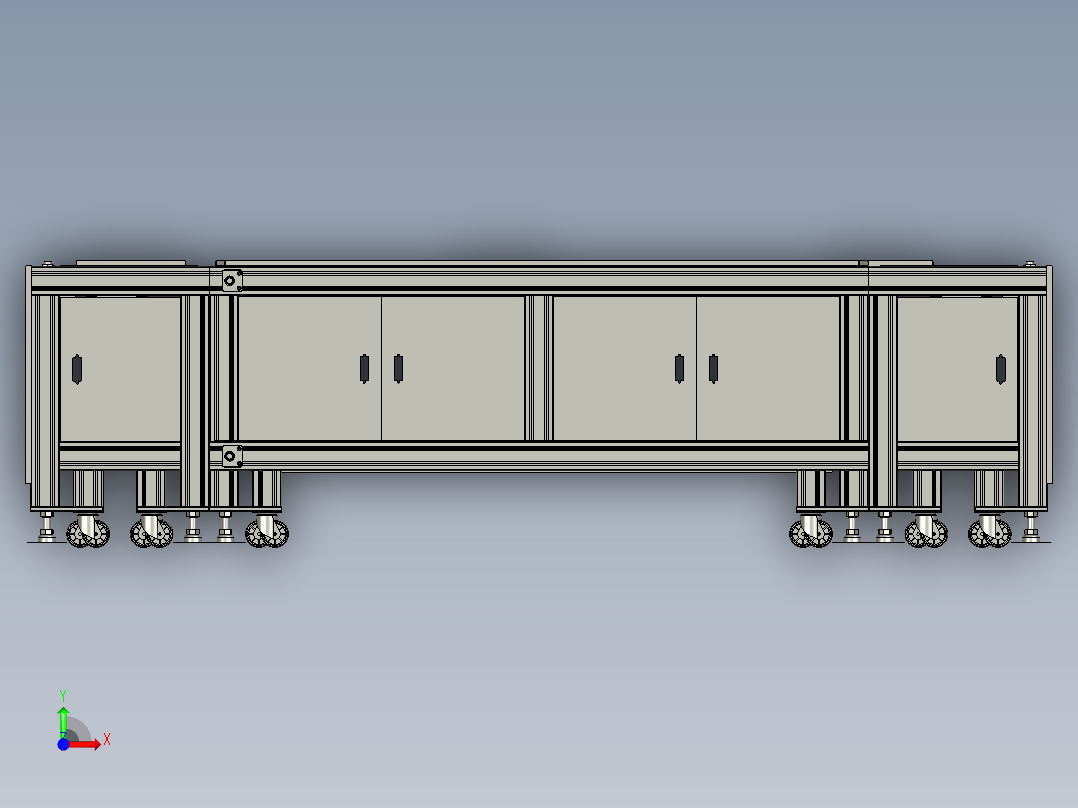 电子厂组装生产输送托盘单倍速链输送线双皮带装备线前视图