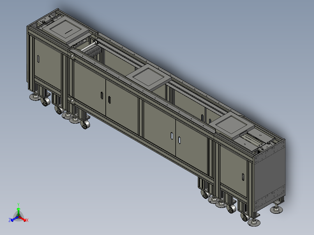 电子厂组装生产输送托盘单倍速链输送线双皮带装备线正等轴测图
