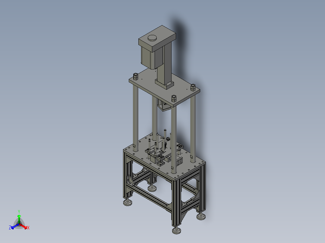 压力机转子电枢轴的压入装置正等轴测图