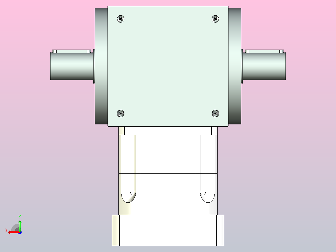 PW140双轴 PGH115-L1 24-110-145-M8 转向器PW140 双轴输出 带115斜齿减速机后视图