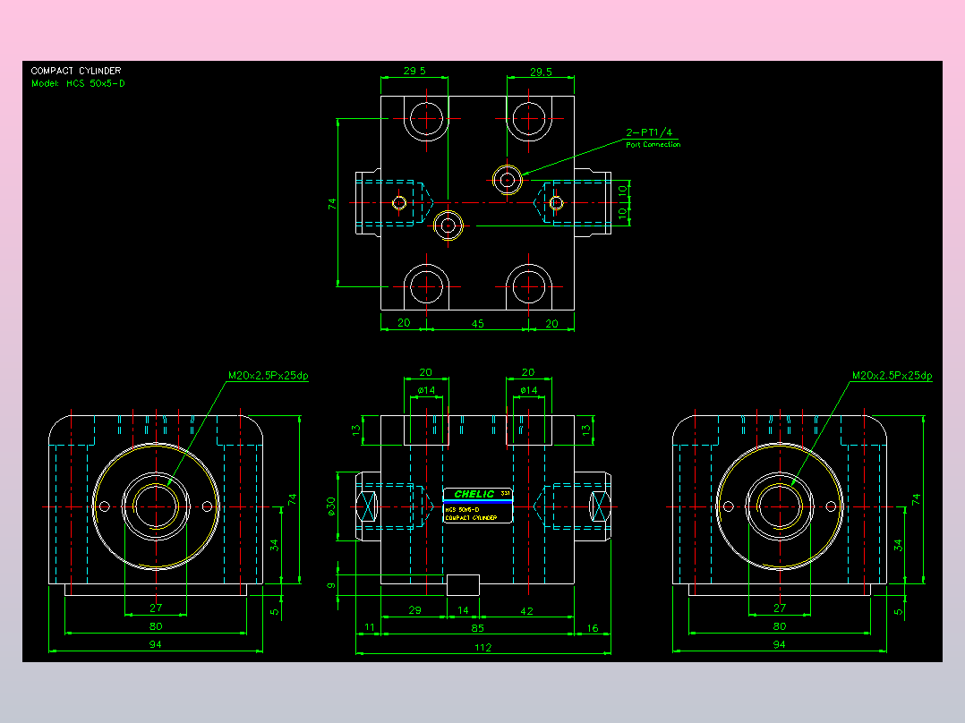 薄型气缸转角下压缸2D-HCS50x5-D