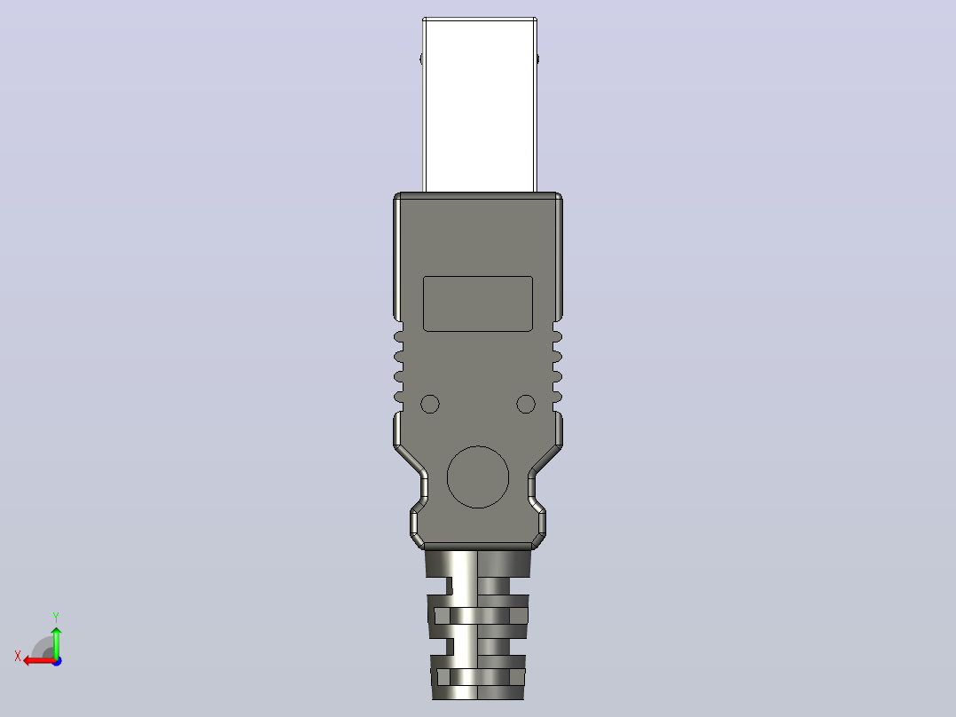 标准USB-B插头1.87英寸x 0.46英寸x 0.41英寸后视图