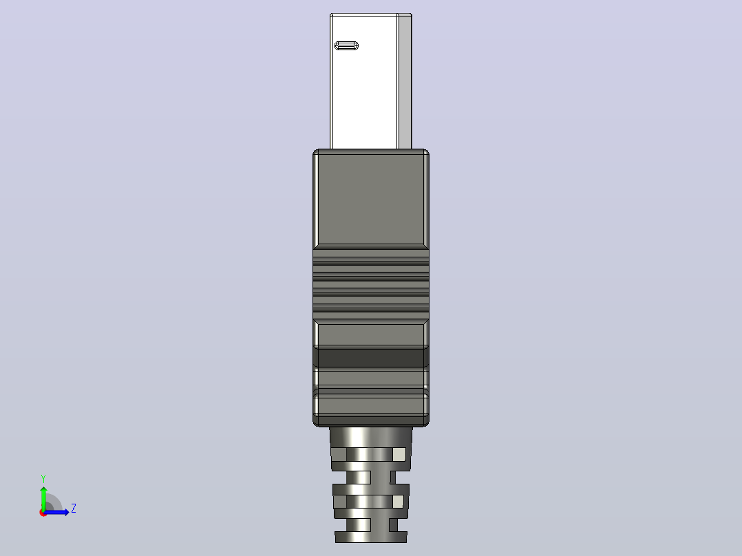 标准USB-B插头1.87英寸x 0.46英寸x 0.41英寸左视图