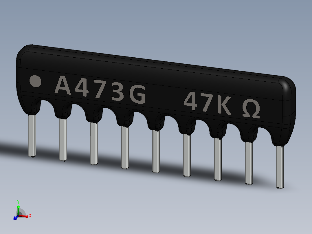电容器 二极管 电阻器-Resistor Network 47K Ohm 9-Pin主视图