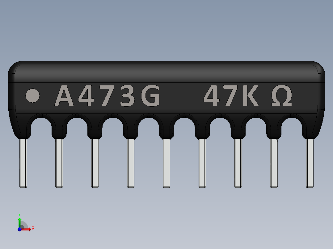 电容器 二极管 电阻器-Resistor Network 47K Ohm 9-Pin前视图