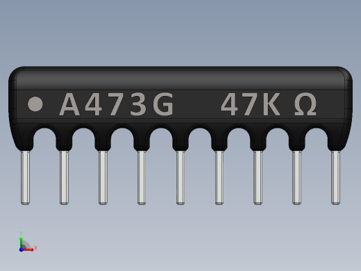 电容器 二极管 电阻器-Resistor Network 47K Ohm 9-Pin前视缩略图