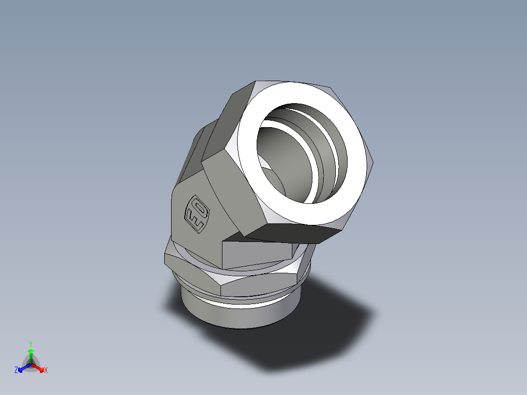 卡套式工业通用硬管接头EO_Adjustable_locknut_45_deg_elbow_VEE42ZLMCF主视图