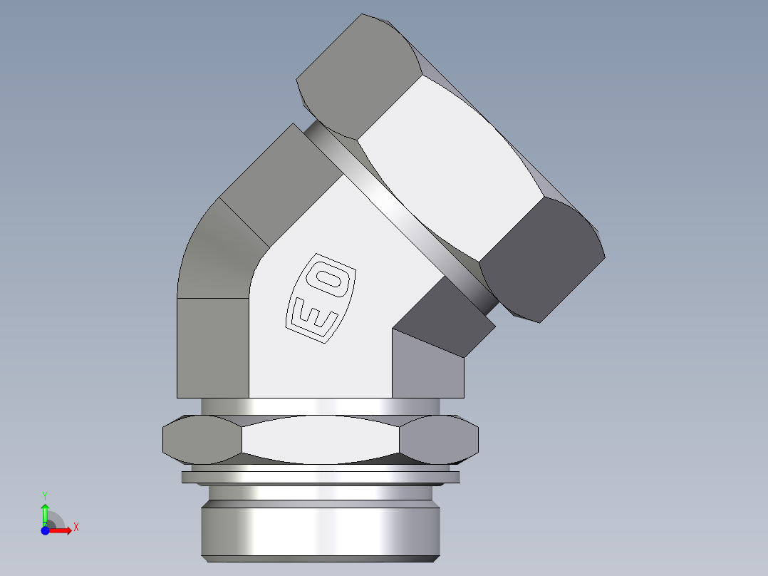 卡套式工业通用硬管接头EO_Adjustable_locknut_45_deg_elbow_VEE42ZLMCF前视图