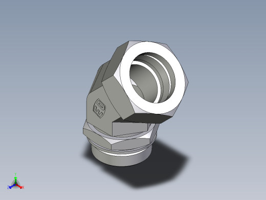 卡套式工业通用硬管接头EO_Adjustable_locknut_45_deg_elbow_VEE42ZLMCF正等轴测缩略图
