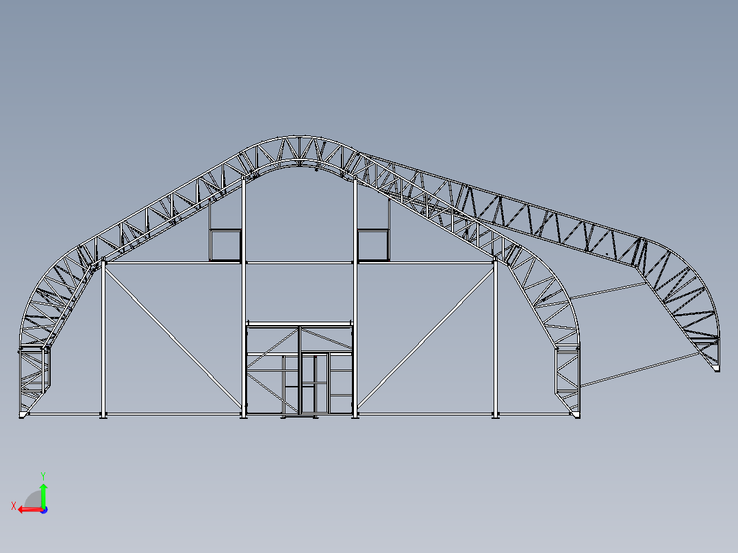 金属结构的停车场后视图