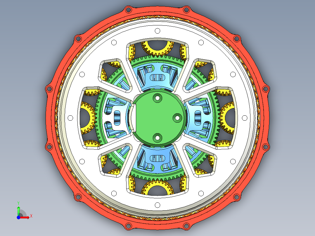 RFX变速器3D数模图纸 STEP格式前视图