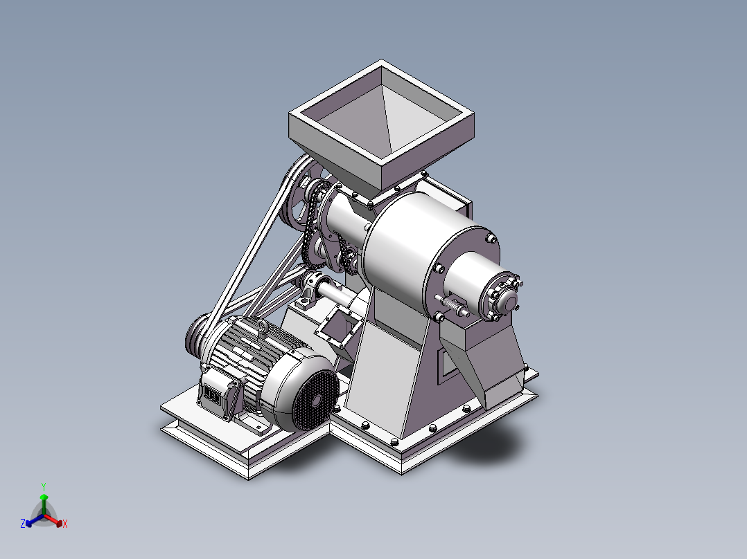 破碎机、玉米破碎机正等轴测图