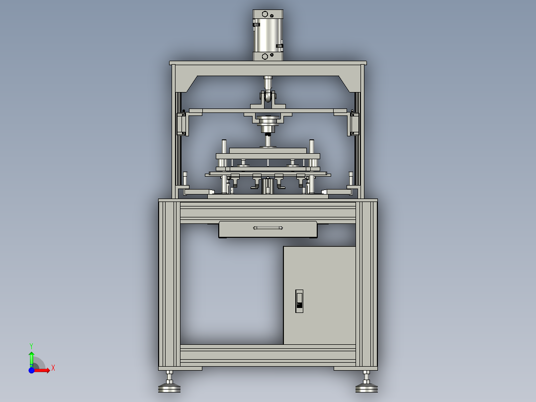 高能气缸的气动压力机前视图