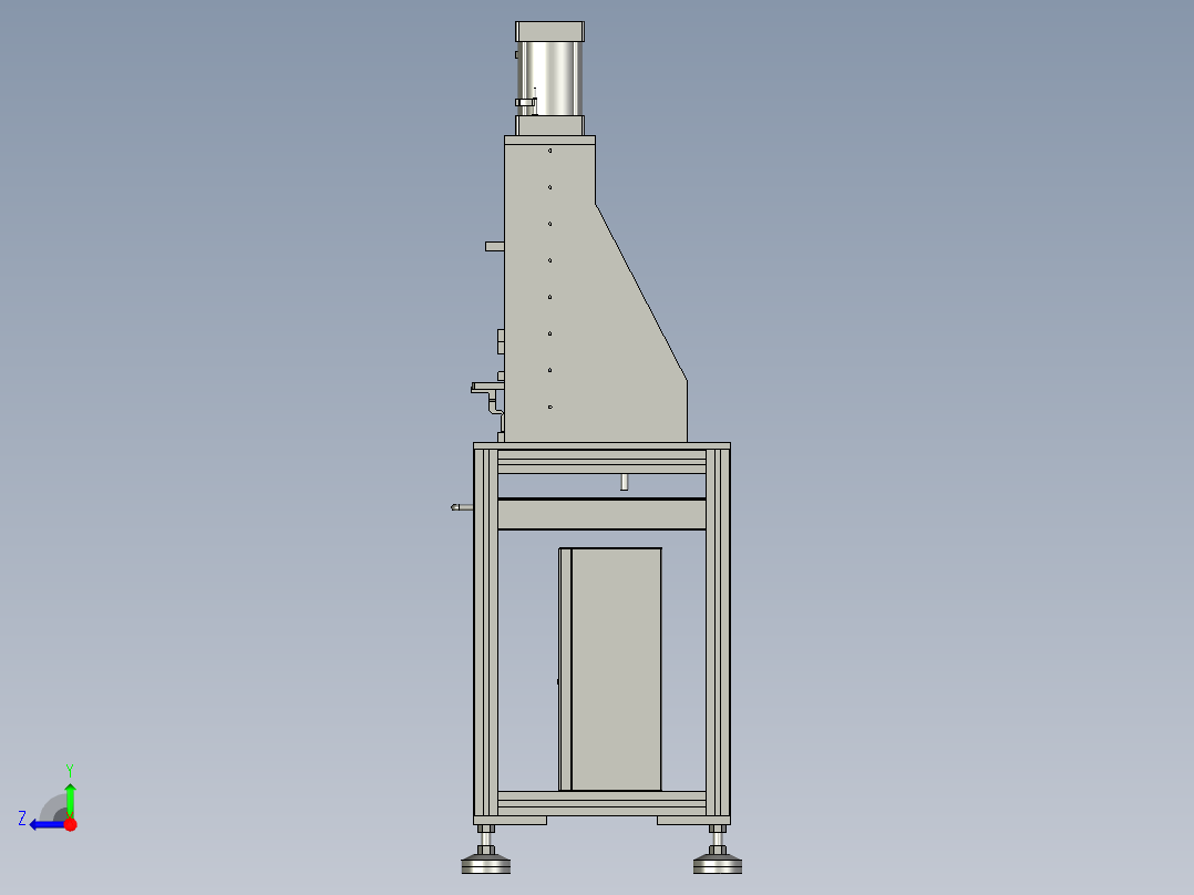高能气缸的气动压力机右视图
