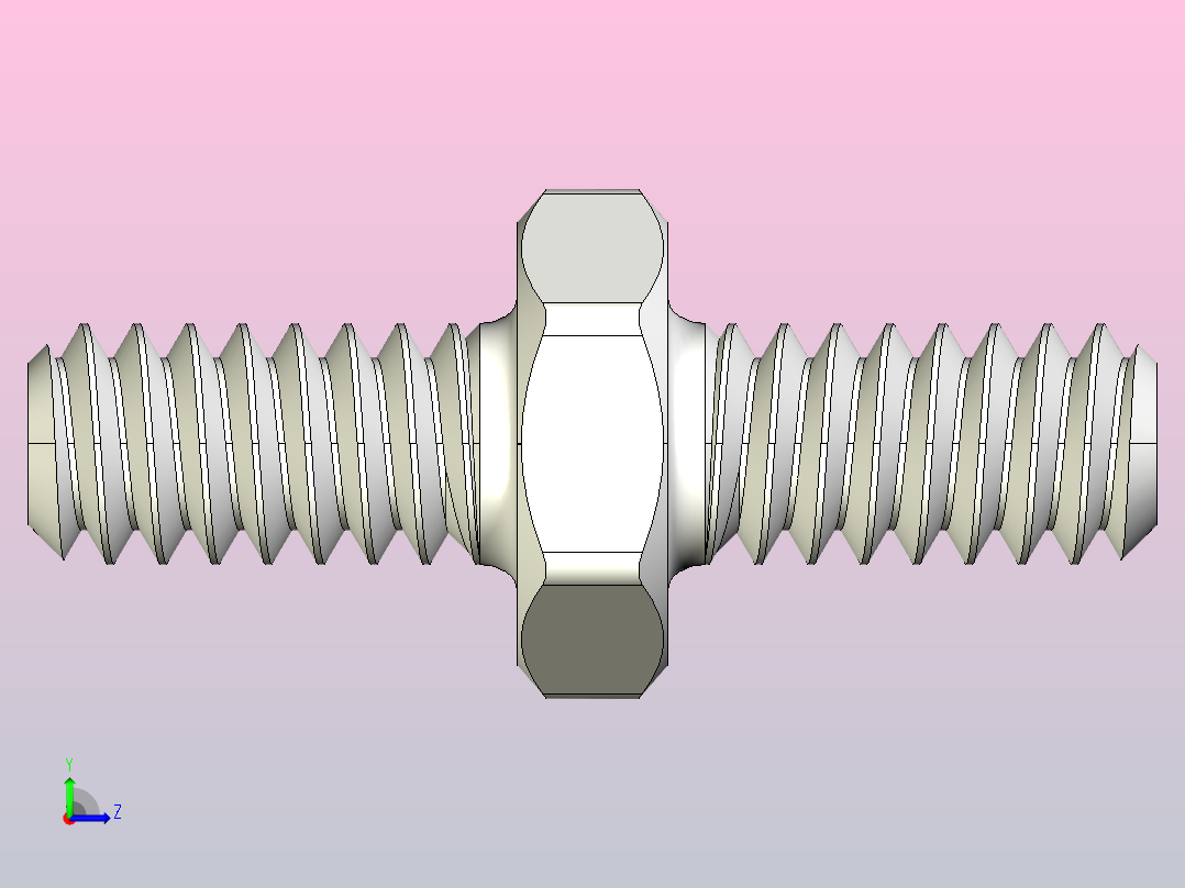 外螺纹-外螺纹M1.6螺纹六角支架。身高从1，2，3，4，5，10，15...30毫米。六角3毫米和螺纹长度3毫米左视图