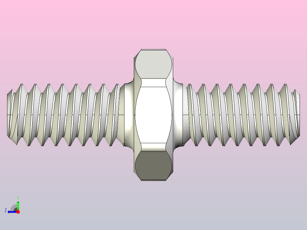 外螺纹-外螺纹M1.6螺纹六角支架。身高从1，2，3，4，5，10，15...30毫米。六角3毫米和螺纹长度3毫米右视图