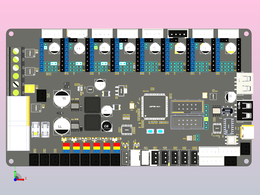 小型打印机pcb主板布局前视图