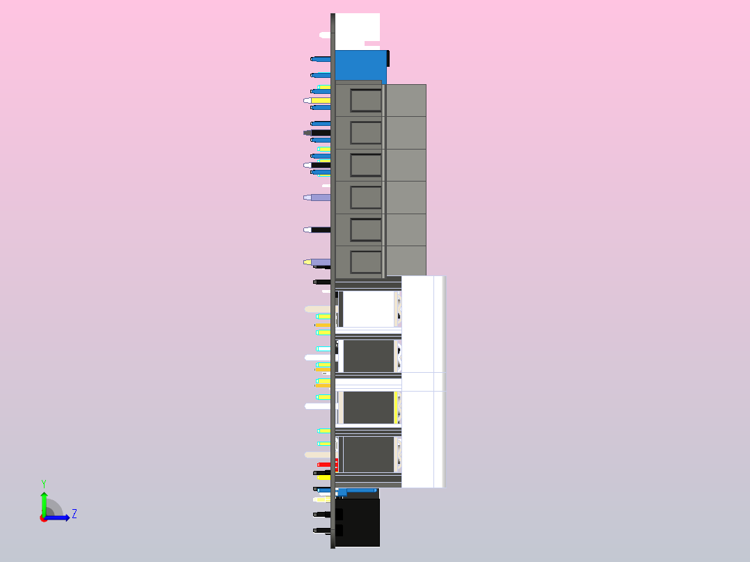 小型打印机pcb主板布局左视图