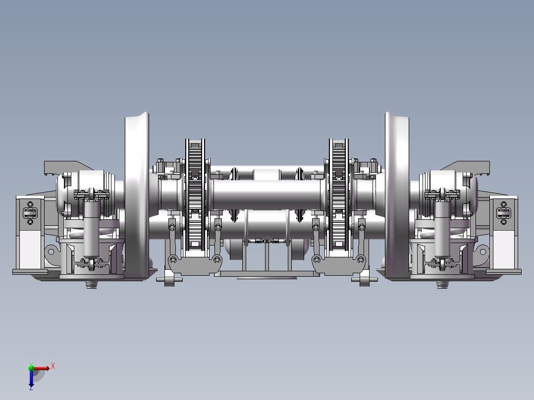 火车转向架3D图纸动力火车转向器3d模型高速动力转向架3d模型俯视图