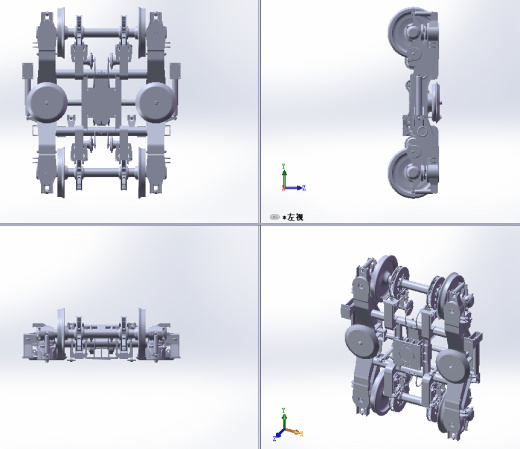 火车转向架3D图纸动力火车转向器3d模型高速动力转向架3d模型缩略图