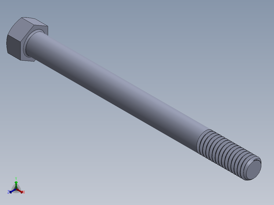 UNC 六角螺栓-Hex Bolt 0.4375-14 x 5.SLDPRT正等轴测图