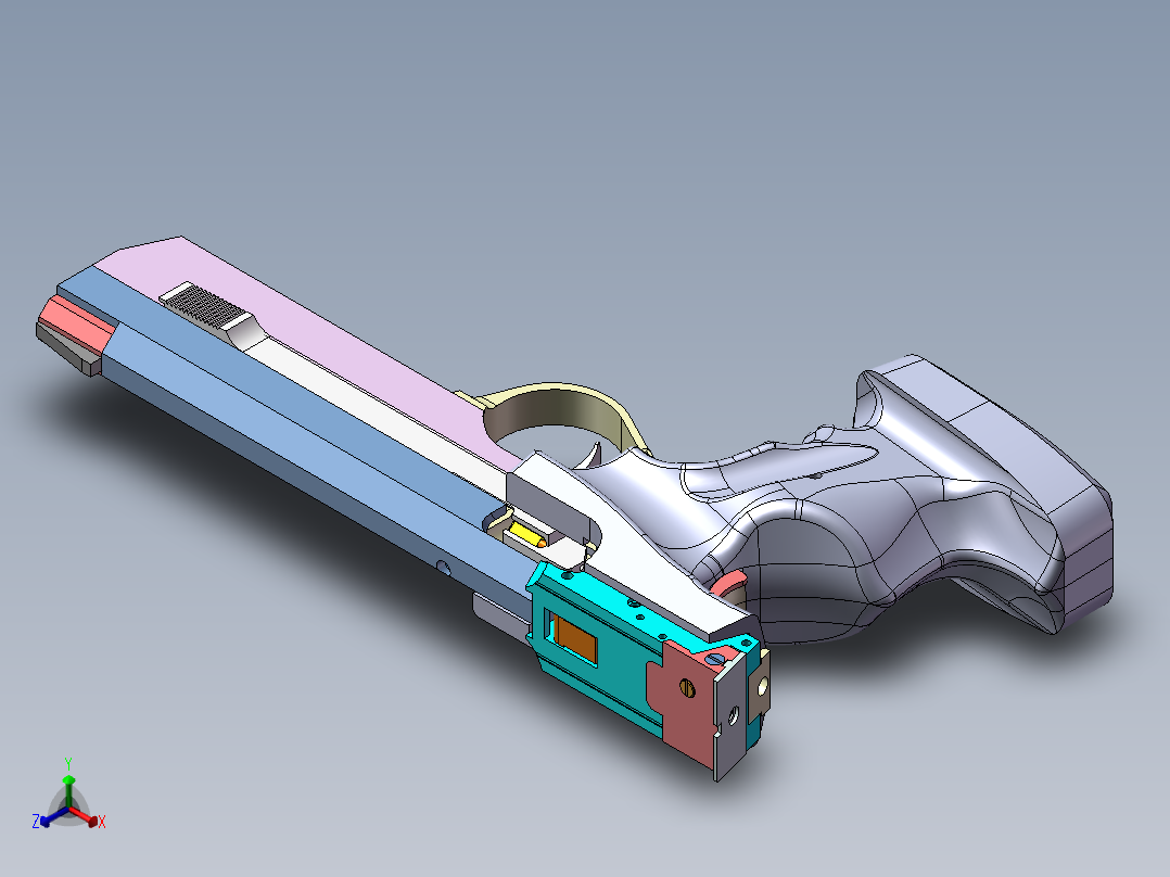 俄罗斯22LR口径运动手枪（IZH-35M手枪）正等轴测图