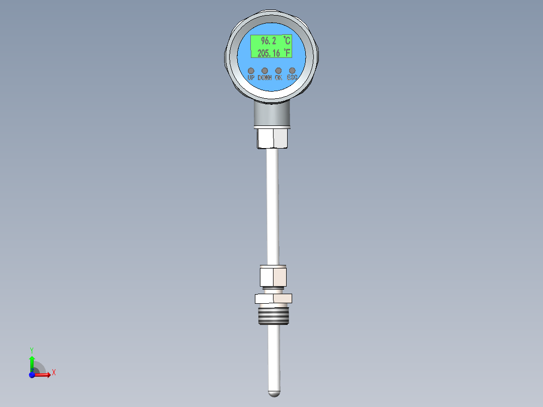 数显温度传感器前视图
