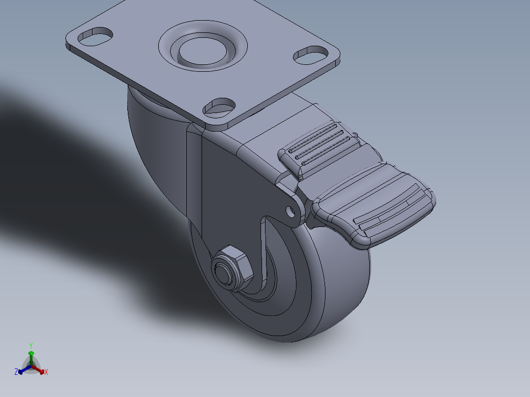 标准脚轮-WH-36225H-76 2.5in SWIVEL BRAKE PLATE MOUNTING H=89( 55.5x44.2mm pitch)主视图