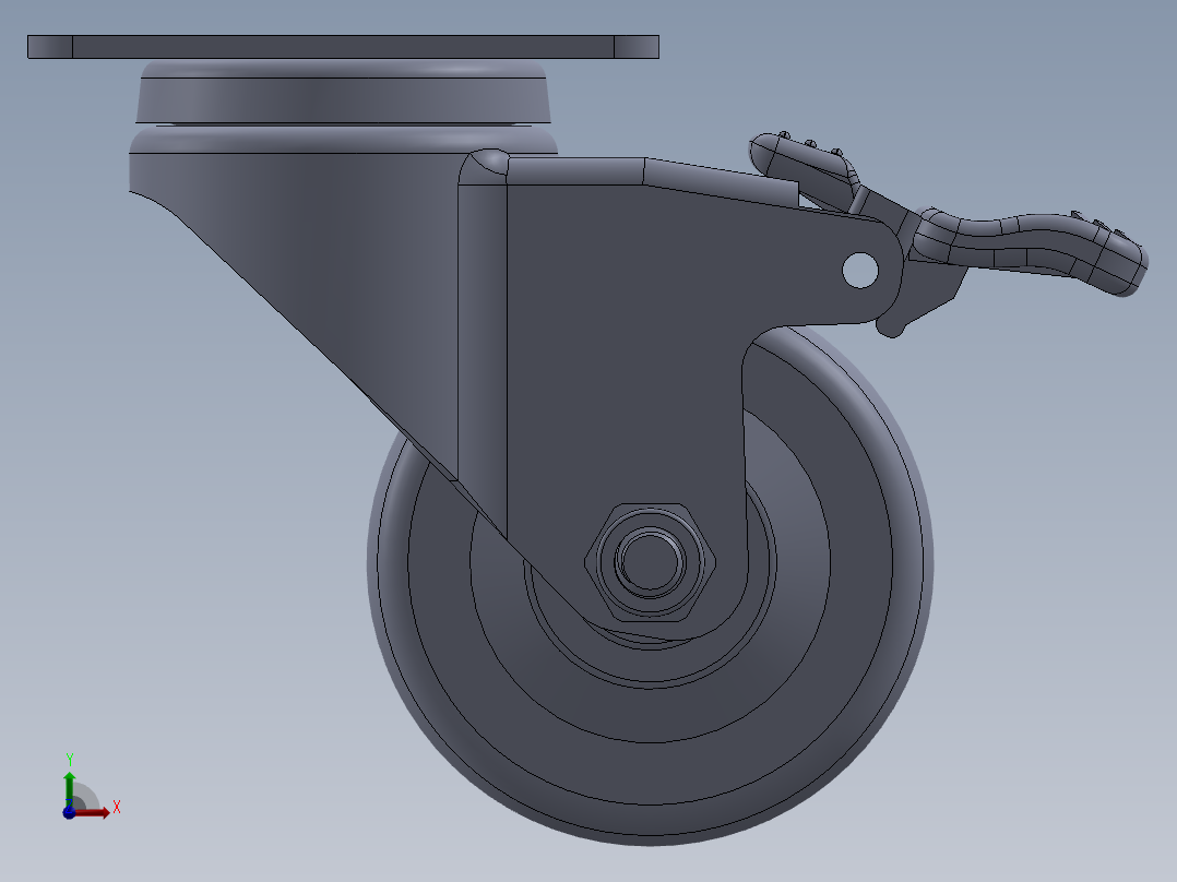标准脚轮-WH-36225H-76 2.5in SWIVEL BRAKE PLATE MOUNTING H=89( 55.5x44.2mm pitch)前视图