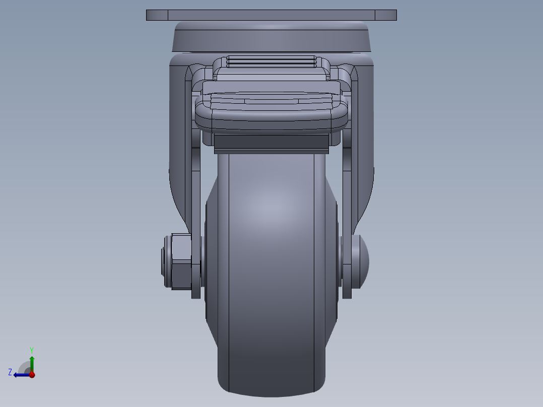标准脚轮-WH-36225H-76 2.5in SWIVEL BRAKE PLATE MOUNTING H=89( 55.5x44.2mm pitch)右视图